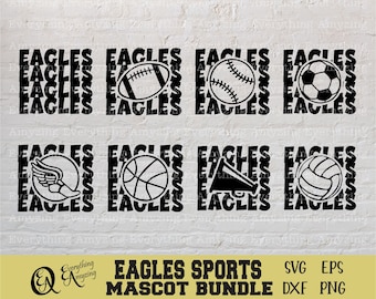 Pakiet maskotki sportowej Eagles svg, Eagles Football svg, Eagles Baseball, Eagles Cheer svg, Cheer Mom, Cricut, sylwetka, svg, png, eps, dxf