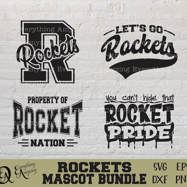 Rockets Mascot Bundle svg, Rockets School Spirit svg, Rockets Cheerleading svg, Rockets Team Gear, Cricut, Silhouette, svg, png, eps, dxf