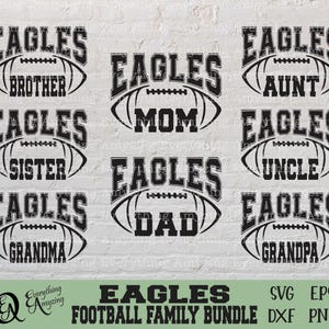 Eagles voetbal familiebundel svg, voetbal vader svg, Eagles moeder svg, sportfamilie svg, teamuitrusting, Cricut, silhouet, svg, png, eps, dxf
