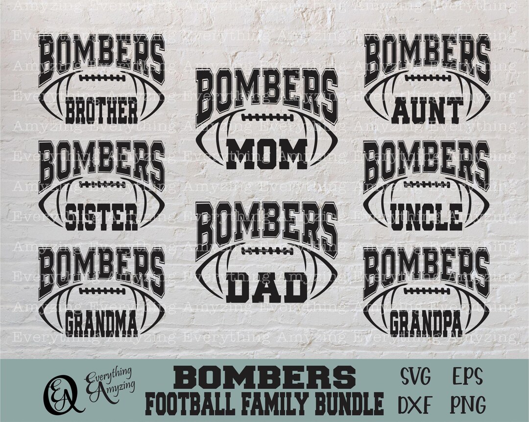 Bombers Football Family Bundle Svg, Football Dad Svg, Bombers Mom Svg,  Sports Family Svg, Team Gear, Cricut, Silhouette, Svg, Png, Eps, Dxf - Etsy  ..., image size:1080x863