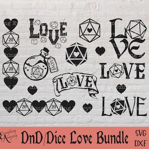 DnD Dice Love Bundle svg, Dungeons and Dragons svg, DnD Dice, DnD Couples, Dia dos Namorados, Dice svg, Cricut, Silhueta, svg, png, eps, dxf