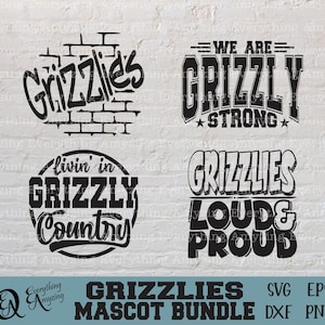 Grizzlies Mascot Bundle svg, Grizzlies School Spirit svg, Grizzly Cheerleading svg, Team Gear svg, Cricut, Silhouette, svg, png, eps, dxf