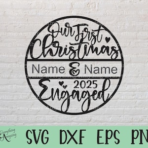 Betrokken kerstornament svg, onze eerste kerst samen, verlovingsornament, verlovingscadeau, Cricut, silhouet, svg, png, eps, dxf