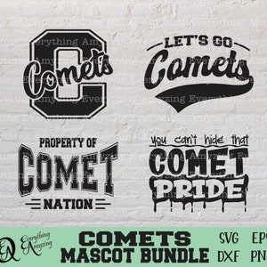 Comets Mascot Bundle svg, Comets School Spirit svg, Comets Cheerleading svg, Comets Team Gear svg, Cricut, Silhouette, svg, png, eps, dxf