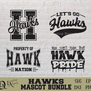 Hawks Mascot Bundle svg, Hawks School Spirit svg, Hawks Cheerleading svg, Hawks Team Gear svg, Hawks, Cricut, Silhouette, svg, png, eps, dxf