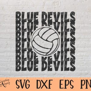 Voleibol de los Blue Devils, Mascota de los Blue Devils, Preparatoria de los Blue Devils, Mamá de voleibol, Papá de voleibol, Cricut, Silueta, SVG, PNG, EPS, DXF