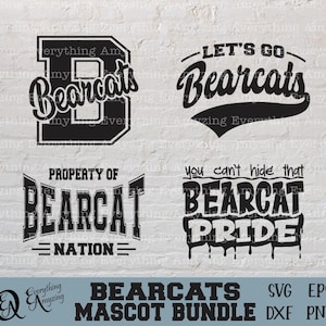 Bearcats Mascot Bundle svg, Bearcats School Spirit svg, Bearcats Cheerleading svg, Bearcats Gear svg, Cricut, Silhouette, svg, png, eps, dxf