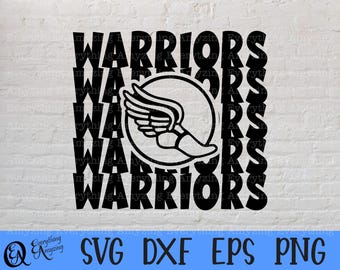 Pista de guerreros svg, mascota de guerreros, campo traviesa de guerreros, escuela secundaria de guerreros, espíritu de guerreros, Cricut, silueta, svg, png, eps, dxf
