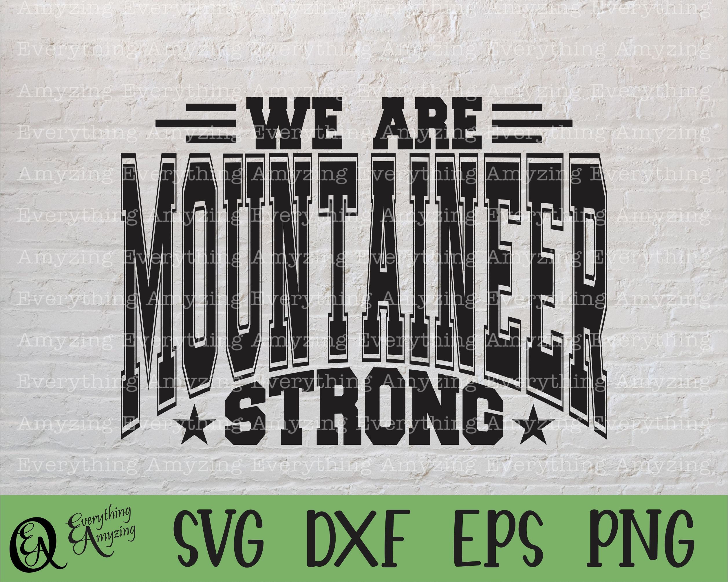 Mountaineer Strong svg, Bergsteiger Maskottchen svg, Bergsteigergeist, Cheerleader svg, Team Zahnrad svg, Cricut, Silhouette, svg, png, eps, dxf