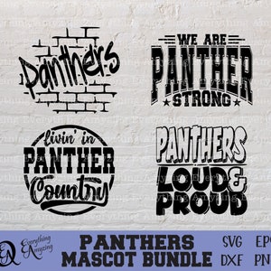 Panthers Mascot Bundle svg, Panthers School Spirit svg, Panthers Cheerleading svg, Panther Team Gear, Cricut, Silueta, svg, png, eps dxf
