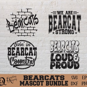 Bearcats Mascot Bundle svg, Bearcats School Spirit svg, Bearcats Cheerleading, Bearcat Team Gear svg, Cricut, Silhouette, svg, png, eps, dxf
