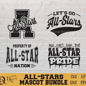 All-Stars-Maskottchen-Bundle svg, All-Stars-Teamgeist svg, All-Star-Cheerleader, All-Stars-Maskottchenausrüstung, Cricut, Silhouette, svg, png, eps, dxf