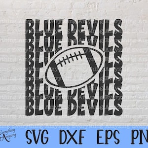 Fútbol Americano de los Blue Devils, Mascota de los Blue Devils, Escuela de los Blue Devils, Animadora de los Blue Devils, Mamá del Fútbol Americano, Cricut, Silueta, SVG, PNG, EPS, DXF