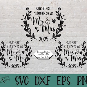 Nosso primeiro Natal como Sr. e Sra. svg, Sr. e Sra. svg, Natal svg, Sr. e Sr., Sra. e Sra., Cricut svg, Silhouette svg, svg, png, eps, dxf