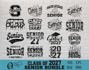 Klasa 2027 Senior Bundle svg, Klasa Senior svg, Ukończenie szkoły svg, Szkoła średnia svg, Senior 2027 svg, Cricut, Sylwetka, svg, png, eps, dxf