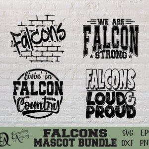 Falcons Mascot Bundle svg, Falcons School Spirit svg, Falcons Cheerleading svg, Falcon Team Gear svg, Cricut, Silhouette, svg, png, eps dxf