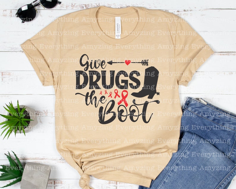 Give Drugs the Boot svg, Drug Free svg, Red Ribbon Week svg, Say NO to Drugs, Anti-Drug svg, Drugs, Cricut, Silhouette, svg, png, eps, dxf image 2