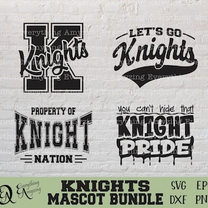 Knights Mascot Bundle svg, Knights School Spirit svg, Knights Cheerleading svg, Knights Team Gear, Cricut, Silhouette, svg, png, eps, dxf