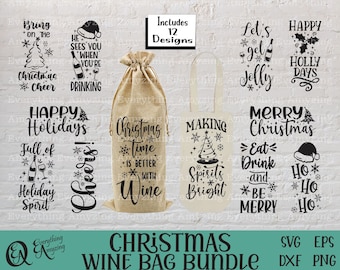 Christmas Wine Bag Bundle svg, Wine svg Bundle, Christmas Wine svg, Wine Bags svg, Christmas svg, Cricut, Silhouette, svg, png, eps, dxf