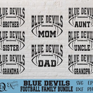 Paquete familiar de fútbol de los Blue Devils svg, papá del fútbol svg, mamá de los Blue Devils, familia deportiva, equipo de equipo, Cricut, silueta, svg, png, eps, dxf