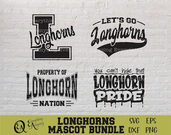 Longhorns Mascot Bundle svg, Longhorns School Spirit svg, Longhorns Cheerleading svg, Longhorns svg, Cricut, Silhouette, svg, png, eps, dxf