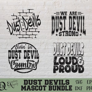 Paquete de mascota de Dust Devils svg, Dust Devils School Spirit svg, Dust Devil Cheerleading, Team Gear svg, Cricut, Silueta, svg, png, eps, dxf