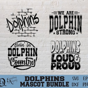 Delfine Maskottchen Bundle svg, Delphine Schule Geist svg, Delfine Cheerleader, Delphin Team Zahnrad svg, Cricut, Silhouette, svg, png, eps dxf