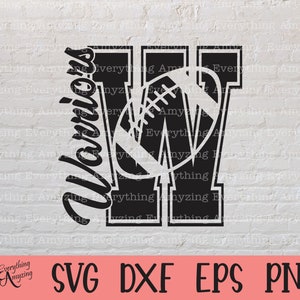 Warriors Football svg, Warriors Mascot svg, Warrior School Football, Warriors Spirit svg, Warriors, Cricut, Silhouette, svg, png, eps, dxf