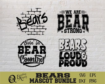 Bears Mascot Bundle svg, Bears School Spirit svg, Bears Cheerleading, Bear Team Gear svg, Bears svg, Cricut, Silhouette, svg, png, eps dxf