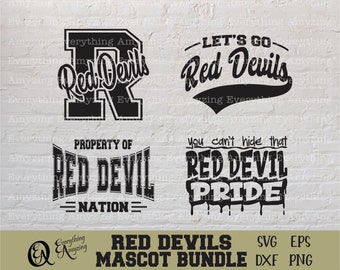 Red Devils Mascot Bundle svg, Red Devils School Spirit svg, Red Devils Cheerleading svg, Red Devils, Cricut, Silhouette, svg, png, eps, dxf