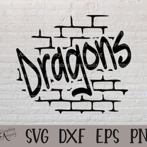 Dragons Graffiti svg, Dragons Mascot svg, Dragon School Spirit, Dragons High School, Team Gear svg, Cricut, Silhouette, svg, png, eps, dxf
