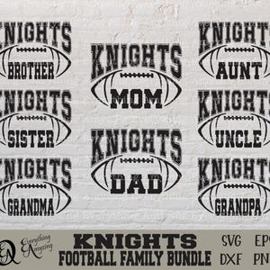 Paquete familiar de fútbol de los Knights, svg de papá del fútbol, svg de mamá de los Knights, svg de familia deportiva, equipo de equipo, Cricut, silueta, svg, png, eps, dxf