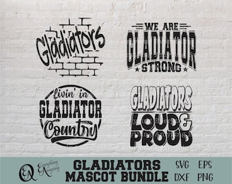 Gladiators Mascot Bundle svg, Gladiators School Spirit svg, Gladiator Cheerleading, Team Gear svg, Cricut, Silhouette, svg, png, eps, dxf