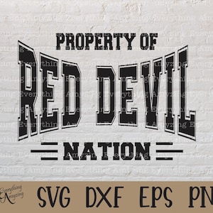 Red Devil Nation svg, Red Devils Mascot svg, Red Devils School Spirit, Red Devils Cheerleading svg, Cricut, Silueta, svg, png, eps, dxf