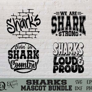 Sharks Mascot Bundle svg, Sharks School Spirit svg, Sharks Cheerleading svg, Shark Team Gear, Sharks, Cricut, Silhouette, svg, png, eps dxf
