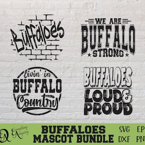 Buffaloes Mascot Bundle svg, Buffaloes School Spirit svg, Buffalo Cheerleading svg, Team Gear svg, Cricut, Silhouette, svg, png, eps, dxf