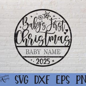 Premier ornement de Noël de bébé svg, svg ornement de bébé, nouvel ornement de bébé svg, ornement de bébé personnalisé, Cricut, Silhouette, svg, png, eps, dxf