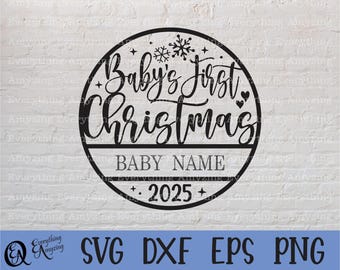 Baby&#39;s First Christmas Ornament svg, Baby Ornament svg, New Baby Ornament svg, Custom Baby Ornament, Cricut, Silhouette, svg, png, eps, dxf