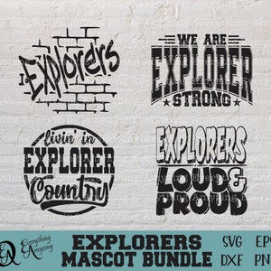 Explorers Mascot Bundle svg, Explorers School Spirit svg, Explorers Cheerleading svg, Team Gear svg, Cricut, Silhouette, svg, png, eps, dxf