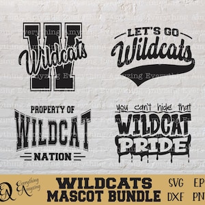 Wildkatzen Maskottchen Bundle svg, Wildkatzen Schule Geist svg, Wildkatzen Cheerleading svg, Wildkatzen Zahnrad svg, Cricut, Silhouette, svg, png, eps, dxf