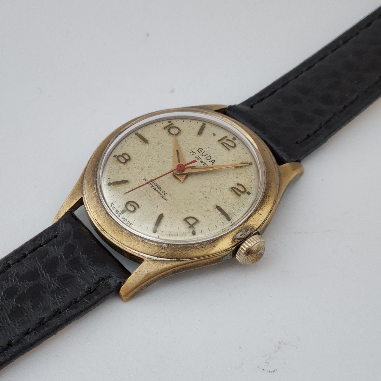 Vintage GUDA Swiss Made Watch, 17 Jewel, Very Good Original 