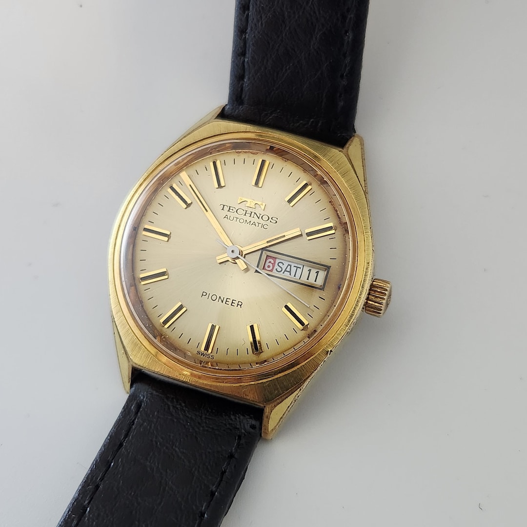 Reloj TECHNOS PIONEER AUTOMÁTICO vintage, fabricado en Suiza, con