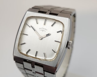 Vintage ROTARY Gents Watch, SWISS Made 17 Jewel, All Stainless Steel, Circa Early to Mid 1970's-----Serviced----