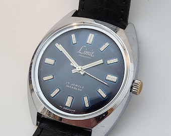 Vintage LIMIT INTERNATIONAL Gents Watch, French Made 17 Jewels, Stunning Dial, Circa 1970's-----Serviced----