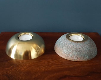 Handmade solid brass tea light holders set of 3