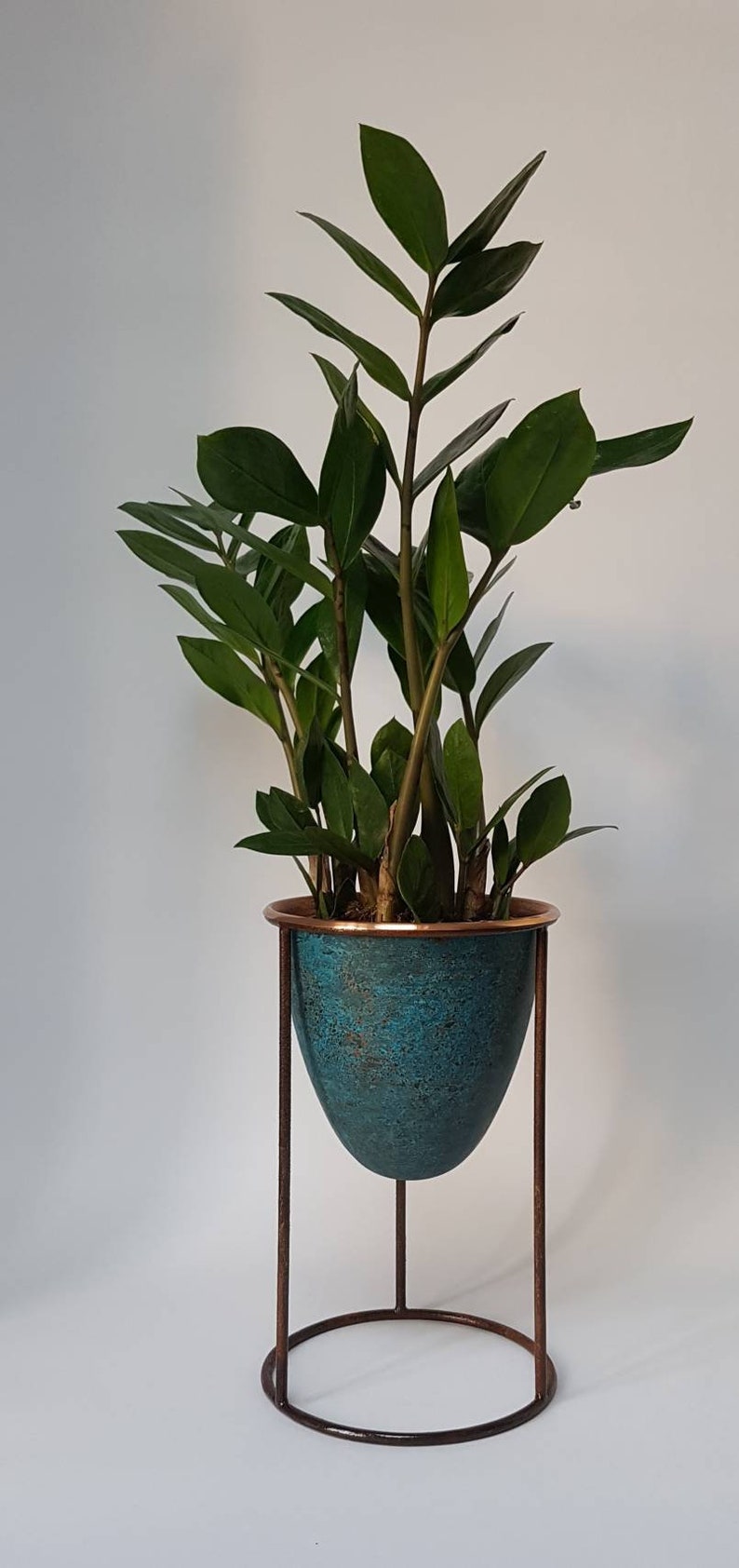 Solid Copper Plant Pot With Stand Etsy