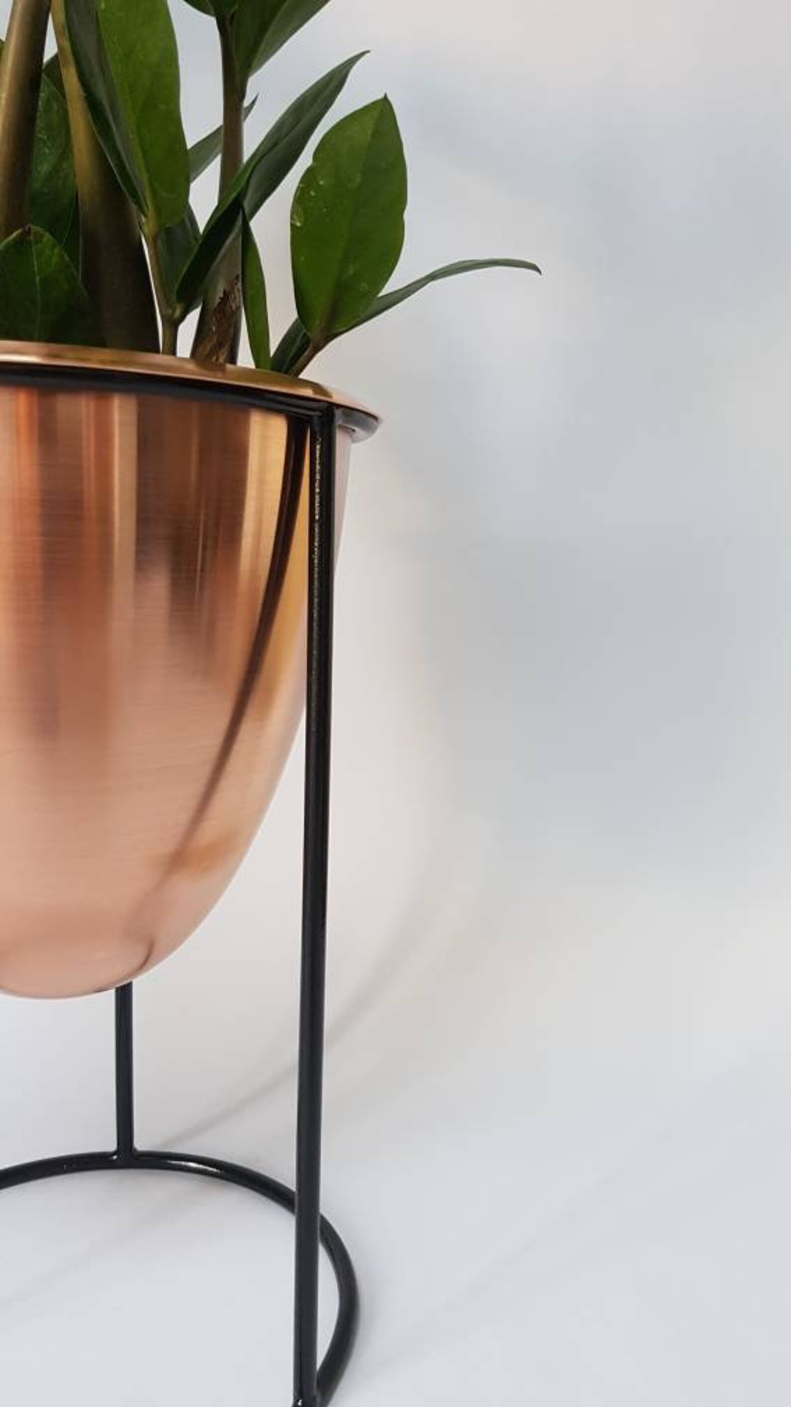 Solid Copper Plant Pot With Stand Etsy