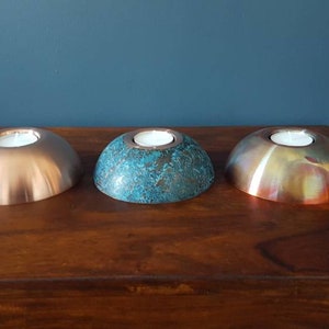 Handmade solid copper Tea light holders set of 3
