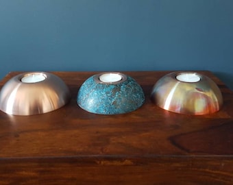 Handmade solid copper Tea light holders set of 3