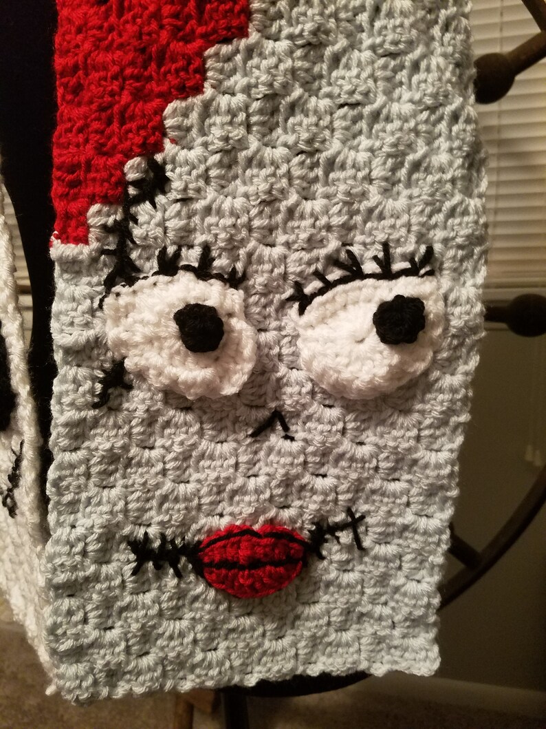 Jack Skellington/sally Inspired C2C Crochet Scarf Etsy